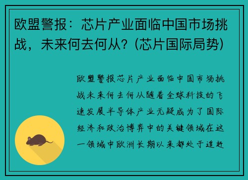 欧盟警报：芯片产业面临中国市场挑战，未来何去何从？(芯片国际局势)